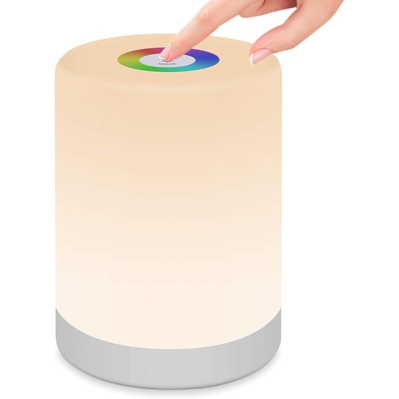 Lampe de nuit intelligente, lumière nocturne led capteur tactile avec lumière rvb, poignée et mode sos pour chambre, bureau, salon et camping