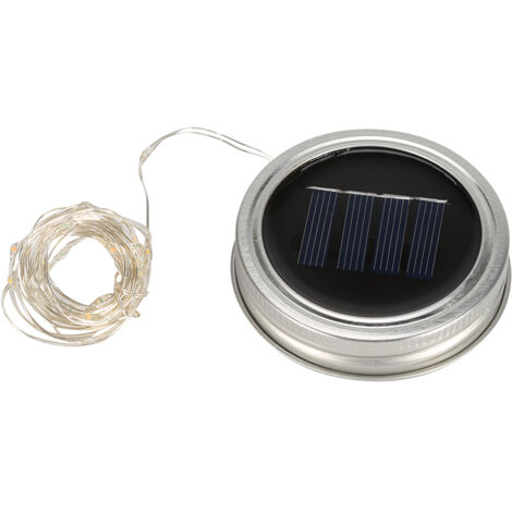 Lampe de nuit solaire LED pour couvercle de bocal féérique, décoration pour la maison et le jardin (20 LED, 4 couleurs)