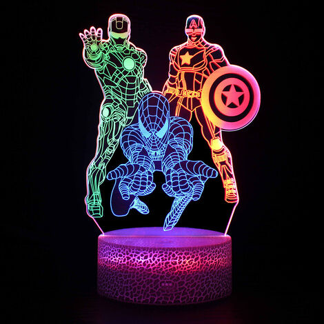 Lampe de nuit Spiderman  Veilleuse LED 3D pour enfants Cadeau de Noël Lampe de bureau Décoration de chambre