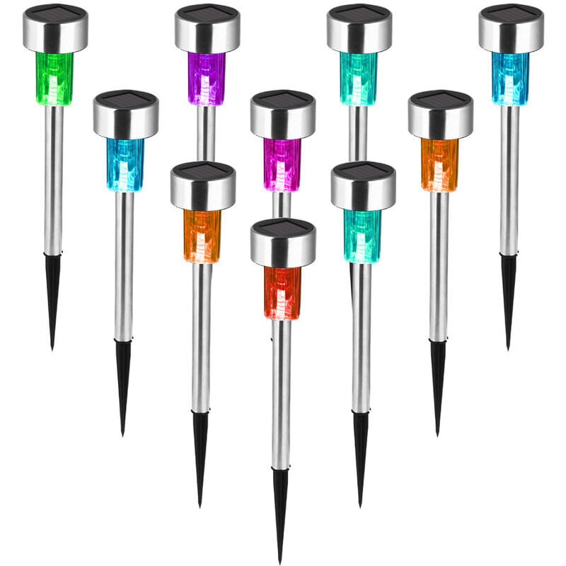 Lampe de pelouse solaire en acier inoxydable - Coloré 10