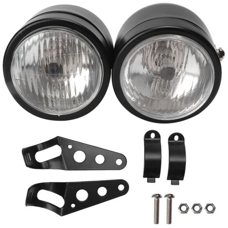 Lampe de phare ronde double jumelle avant en fer pour moto universelle 8,5 pouces (double noir et blanc)