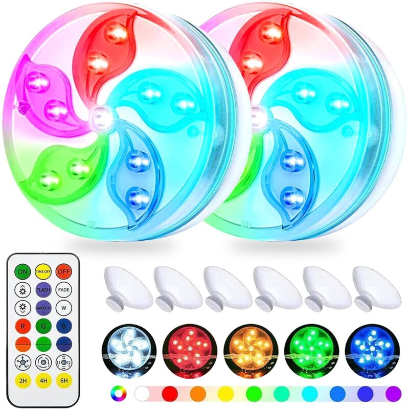 Lampe de piscine étanche IP68 RVB, lampe de plongée pour bassin de piscine avec télécommande, éclairage de plongée, alimentation multicolore, lampe à