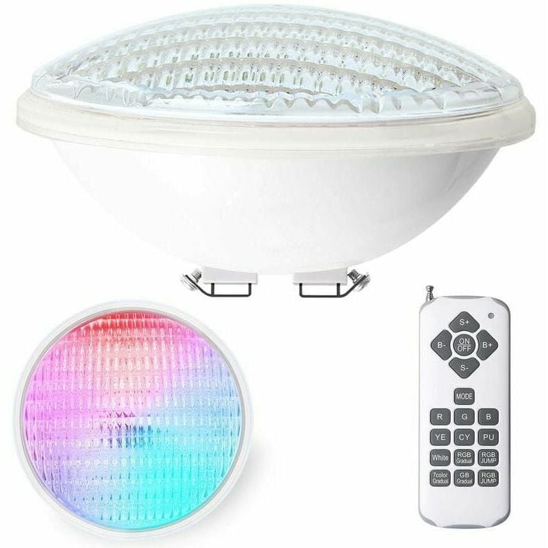 Lampe de piscine led PAR56 étanche IP68 de 12W, submersible, avec télécommande. Cette lampe de piscine rgbw offre 7 couleurs réglables et 15 modes