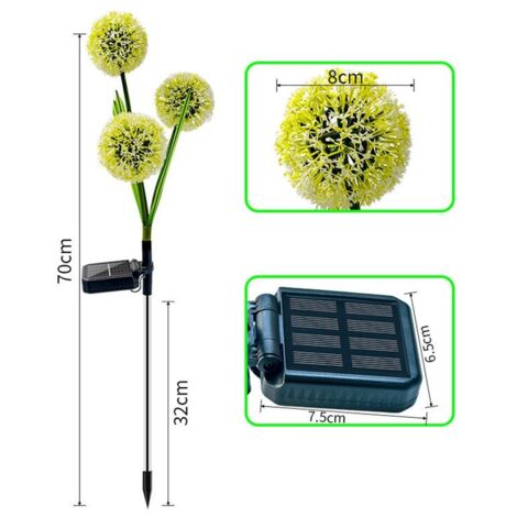 lampe de pissenlit solaire simulation de jardin à trois têtes fleur de pissenlit boule d'oignon prise de terre