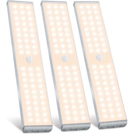 Srna 120LED Réglette LED Sans Fil, 40cm 6500K Lumiere Lampe Detecteur de  Mouvement Interieur avec 3 Couleurs, Luminosité Réglable, Rechargeable USB,  pour Cuisine, Armoires, Escalier, Garage