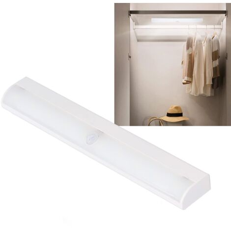 Lampe de Placard à LED, Détecteur de Mouvement à Piles, éclairage Intérieur à Coller Sous L'armoire, Barre Lumineuse de Nuit pour Cuisine, Chambre à Coucher, Garde-robe, Garage, Escalier, Placard,A