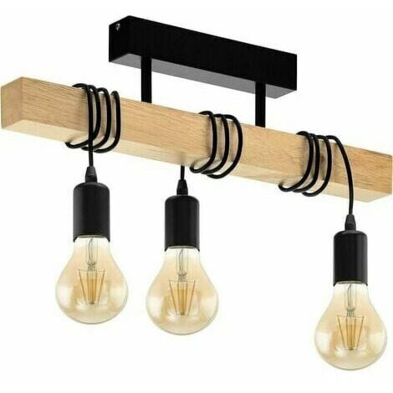 LaBlanc – Lampe de Plafond 3, Plafonnier Vintage à 3 Flammes au Design Industriel, pour salon, chambre à coucher et couloir, douille E27,Noir