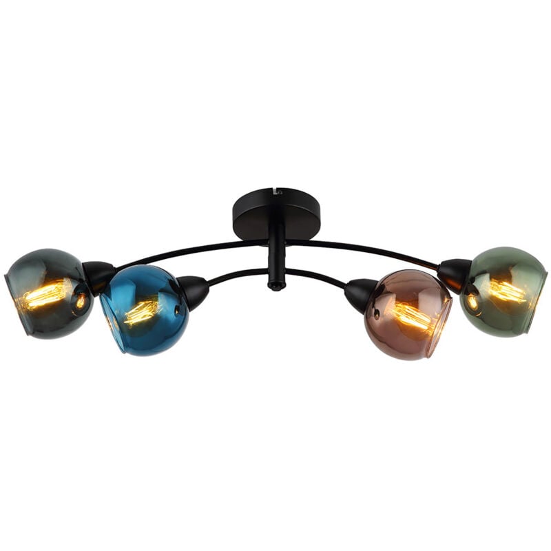 Globo Lighting - Lampe de plafond 4 flammes Lampe de salon multicolore Lampe de plafond de la salle à manger, métal verre, 4x E27, LxH 76 x 24 cm