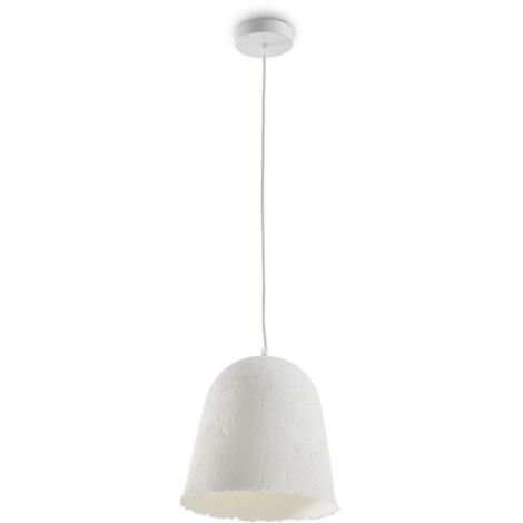 Lampe de plafond artisanale en papier mâché blanc