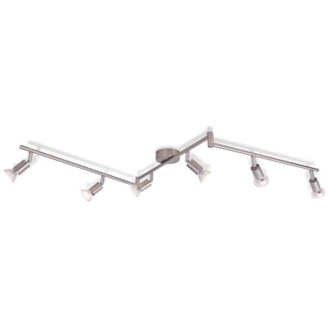 Lampe de plafond avec 6 LED en nickel satiné