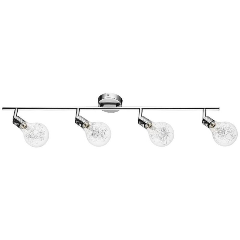 Plafonnier Bulbs, Métal, Verre, Chrome, 80,3x14x9 cm