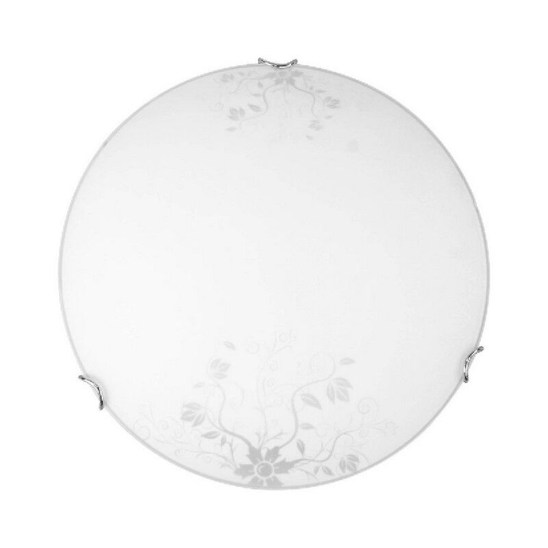 Epikasa - Plafonnier California, Métal, Verre, Chrome, Blanc, 30x30x9 cm