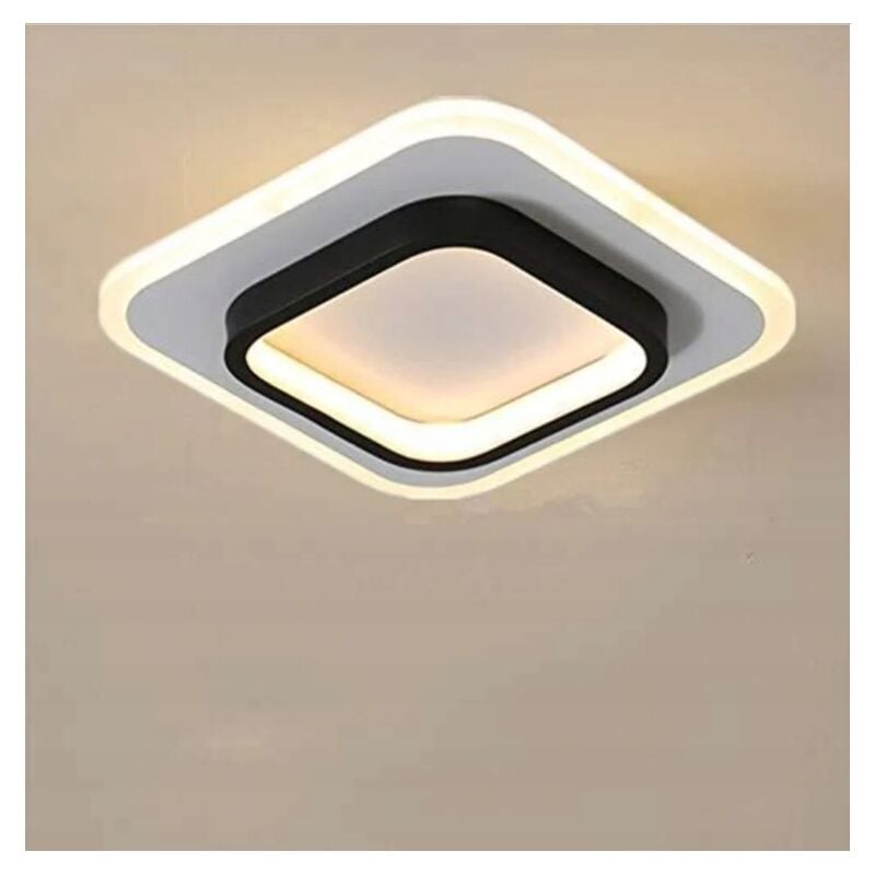 Comely - Plafonnier led moderne en acrylique carré, noir et blanc, adapté pour salle de bain, salon, chambre à coucher, cuisine et couloir - 20W