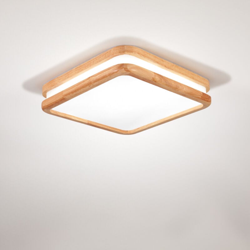 Lampe De Plafond Carré En Bois Plafonnier Moderne Plafonnier Intérieur Luminaire Plafonnier Led Pour Chambres à Coucher,Salons Couloirs 6000K
