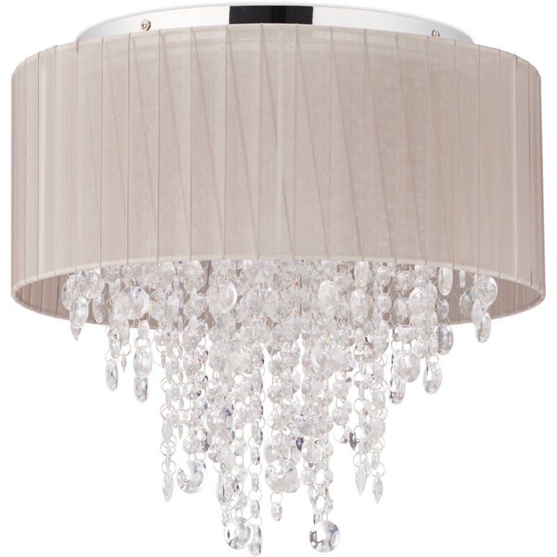 Lampe de plafond Cristal Abat-jour en organza, douille G9, 5 ampoules, 39 x 39,5 cm, grise/argentée - Relaxdays