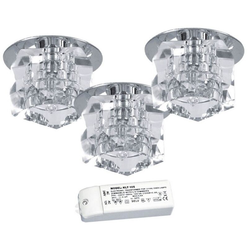 Plafonnier Cristaldream, Métal, Verre, Chrome, 6x6x4 cm