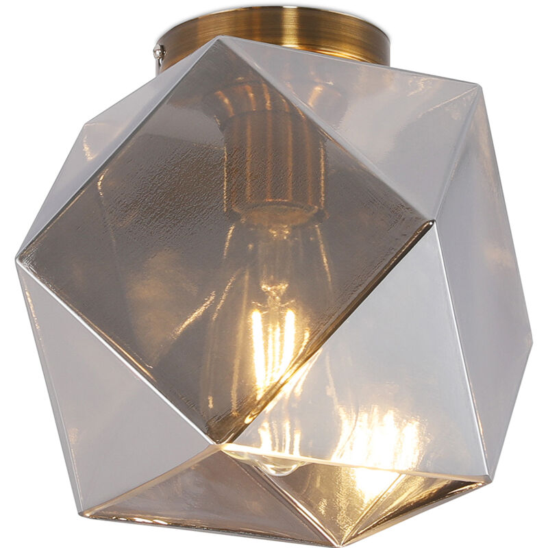 Privatefloor - Lampe de plafond en cristal - Monture encastrée design rétro - Avo Gris transparent