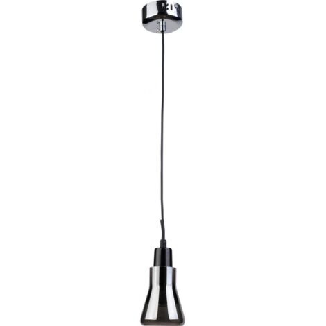 Lampe de plafond design - Petite suspension en métal chromé - Carter Gris transparent
