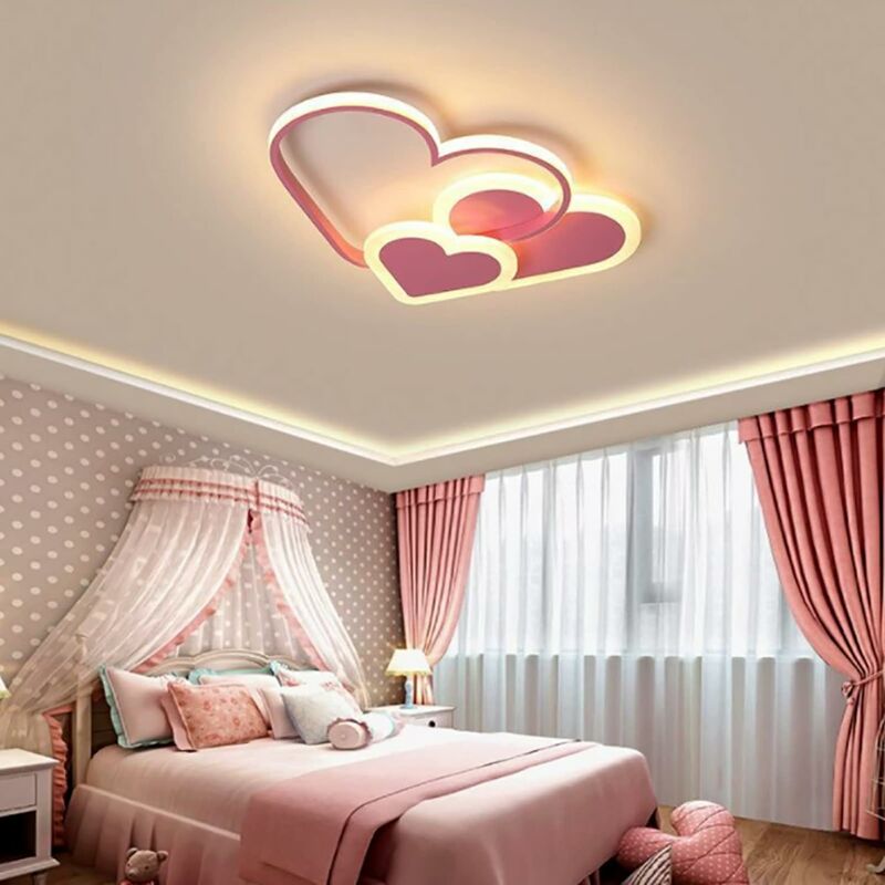 Lampe de plafond en acrylique en forme de coeur Fixation au plafond Lampe LED+Télécommande Lampe de plafond en cristal en forme de coeur Lampe en