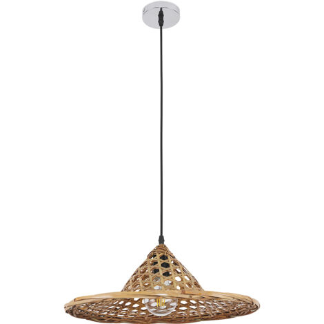 Lampe de plafond en bambou - Lampe suspendue de stile Boho Bali - Flora Bois naturel