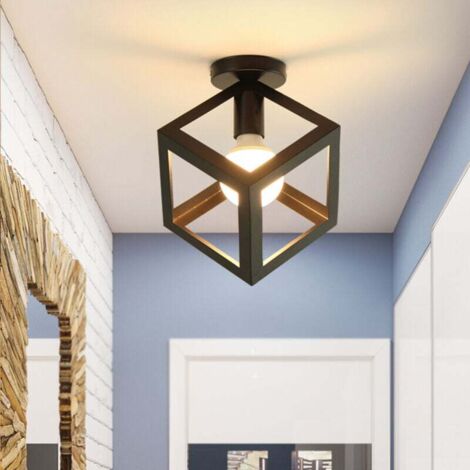 Lampe De Plafond En Forme De Cube Luminaire Plafonnier Moderne Plafonnier Rétro Vintage Noir