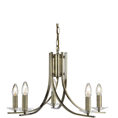 Lampe de plafond en laiton, design antique, verre, vasque, variateur de lumière, salon.