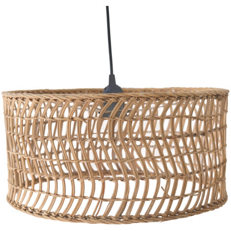 Lampe de plafond en rotin - Lampe suspendue au stile Boho Bali - Beri Naturel - Métal, Rotin - Naturel