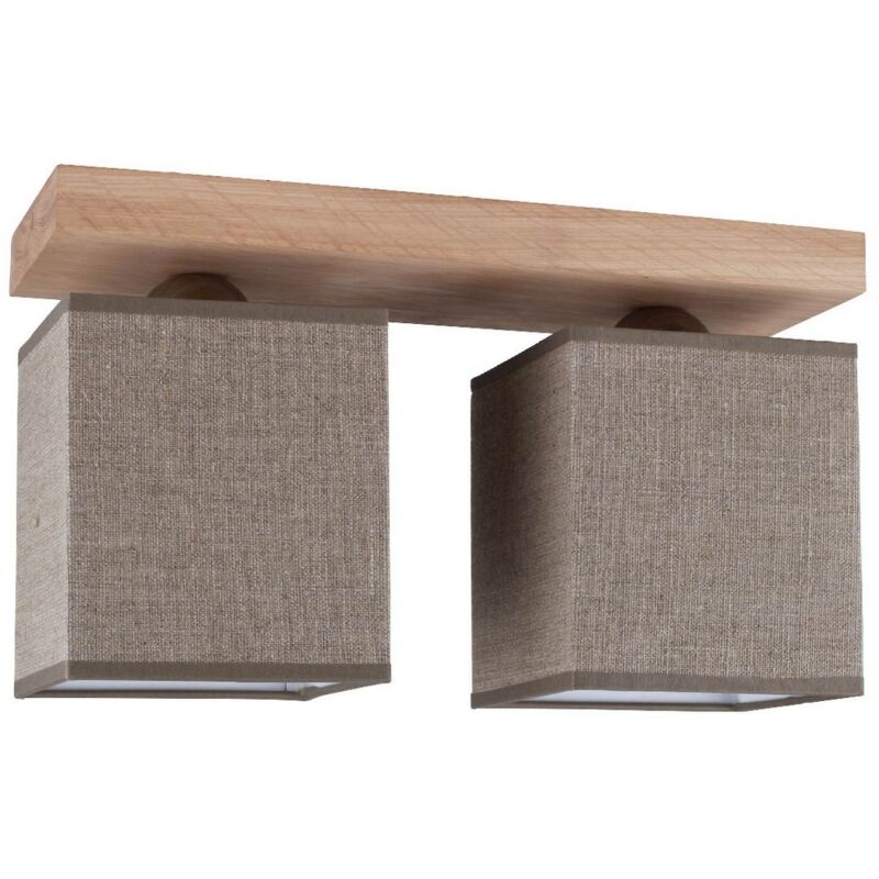 Plafonnier Jonna, Bois, Métal, Tissu, Chêne, Métal, Marron, 35x13,5x20,5 cm