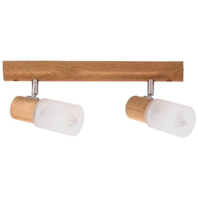 Plafonnier Kira Wood, Bois, Métal, Verre, Hêtre, Blanc, 34x6x18 cm