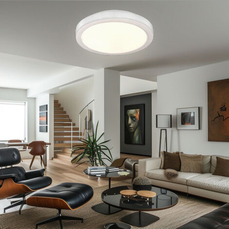 Lampe de plafond Lampe de salon ronde LED, métal marbré, 1x LED, D 26,8 cm