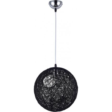 Lampe de plafond - Lampe suspendue design boule - Corde - Wanton Noir