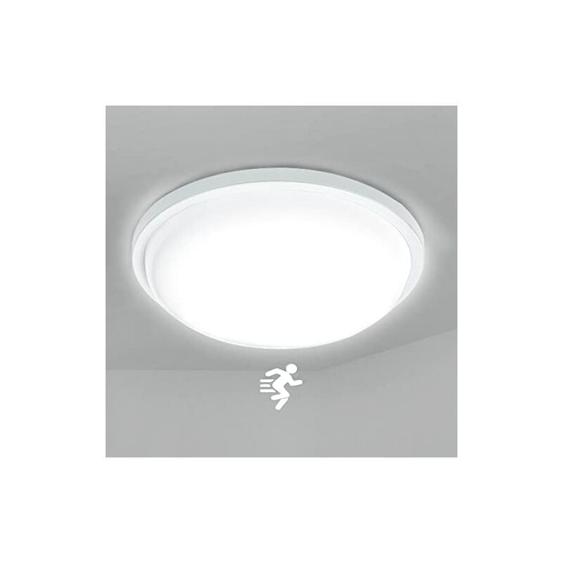 Plafonnier led 15 w avec détecteur de mouvement, plafonnier led moderne rond avec IP44, étanche, pour salon, chambre à coucher, φ22 cm, blanc froid