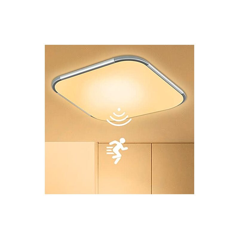 Plafonnier led 24 w avec détecteur de mouvement, plafonnier led moderne rond avec capteur de mouvement - 30 x 30 cm blanc chaud Naizy