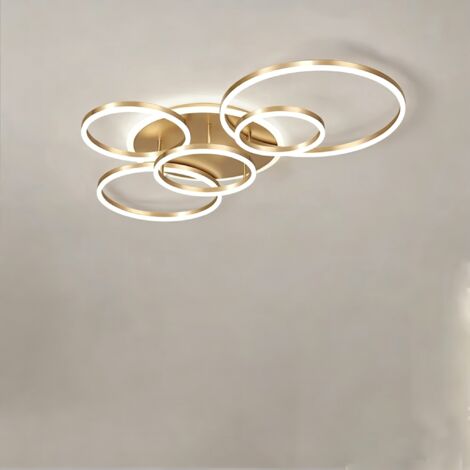 Lampe de plafond LED minimaliste anneau – acrylique – lumière 3 couleurs réglable pour intérieur,Or
