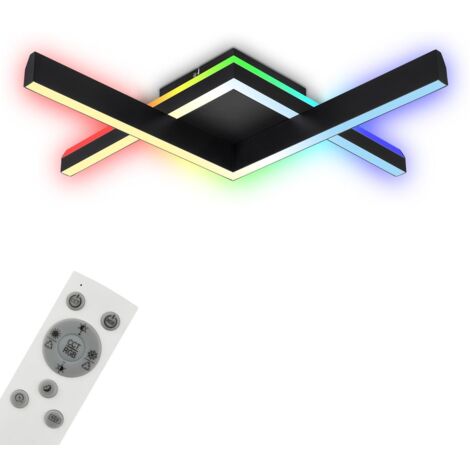 Lampe de plafond LED pour chambre d'enfant multicolore RGB dimmable noir CCT minuterie 18W Briloner
