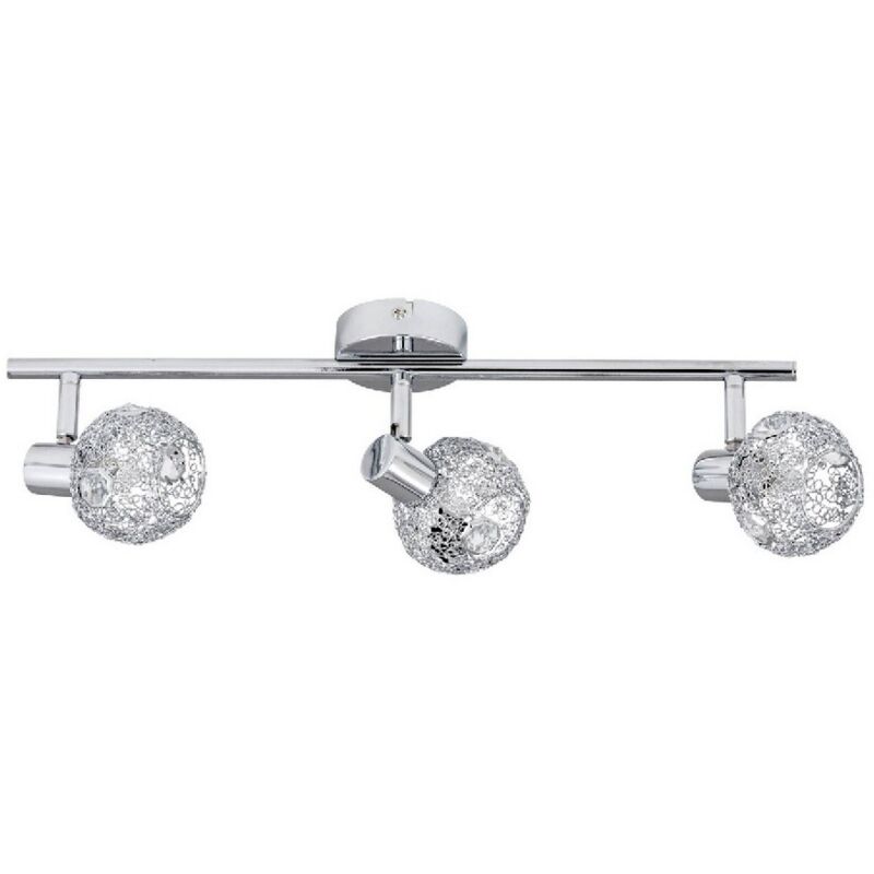 Epikasa - Plafonnier Lena, Métal, Verre, Chrome, 47,5x10x13,5 cm