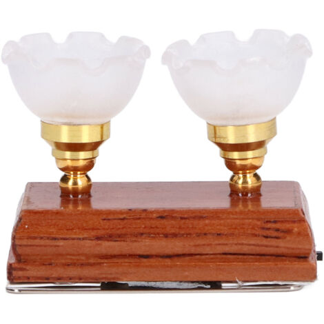Lampe de Plafond Miniature 1/12 à LED avec Double Tête et Alimentation par Piles pour Maison de Poupée