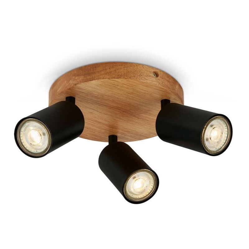 BRILONER Black Wood 3xGU10 9W Requires Bulb Spotlight