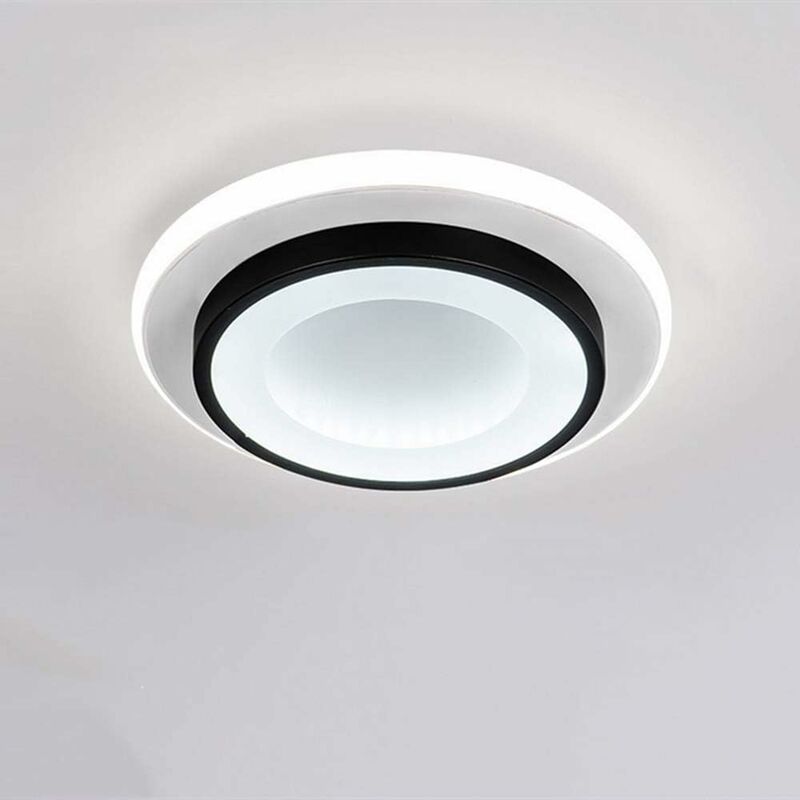 Plafonnier led Noir et Blanc 20W 2650LM Circulaire en Aluminium, Diamètre 23cm, pour chambre, couloir, salon (Réglable 3000K-6500K) - Comely