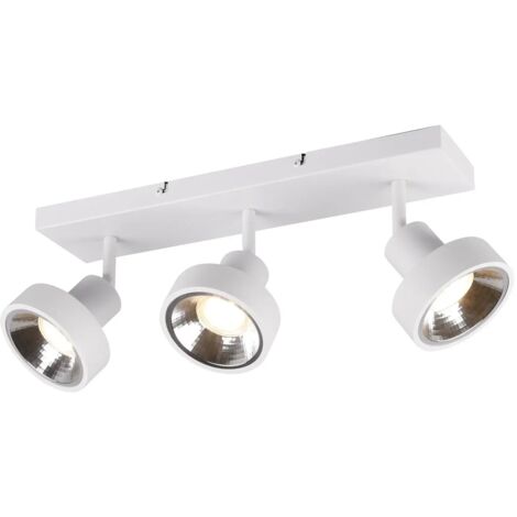 Lampe de plafond Spot Lampe de salon, 3 flammes Spots mobiles, métal blanc mat, 3x GU10 douilles, HxLxP 19x44x16cm