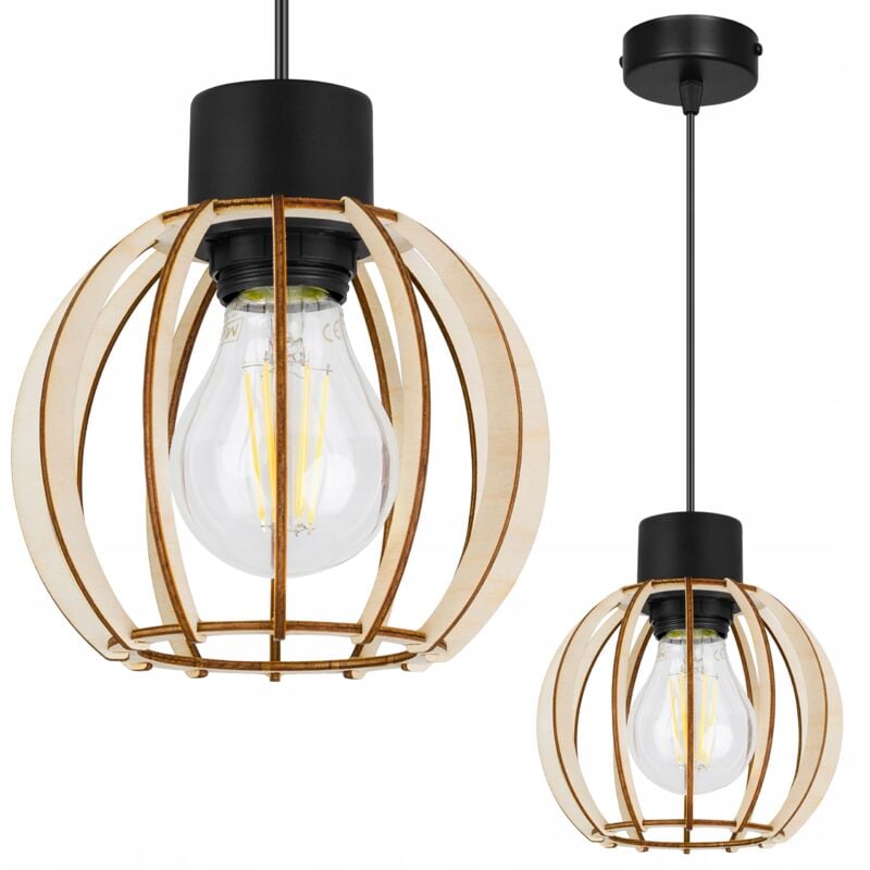 Lampe De Plafond Suspendu À Led En Bois Moderne