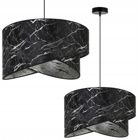 LAMPE DE PLAFOND SUSPENDU ABAT-JOUR EN MARBRE ARGENTÉ