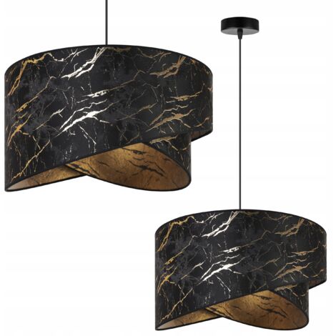 LAMPE DE PLAFOND SUSPENDU ABAT-JOUR MARBRE DORÉ
