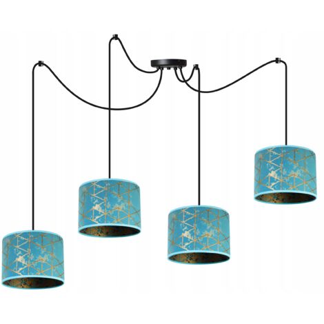 LAMPE DE PLAFOND SUSPENDU MOTIF ARAIGNÉE ABAT-JOUR DORÉ