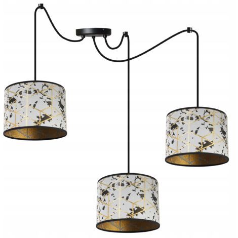 LAMPE DE PLAFOND SUSPENDU MOTIF ARAIGNÉE ABAT-JOUR DORÉ