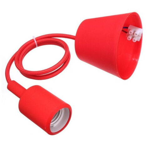 Lampe De Plafond Suspendue Moderne Câble En Tissu 1m Couleur Rouge
