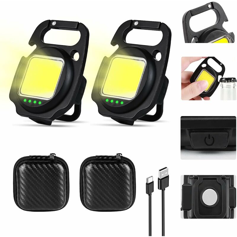 Kinsi - Lampe de poche- 2 pièces Mini lampe de poche, usb Rechargeable, étanche à l'eau, multifonctionnel