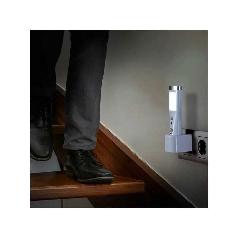 Alovez - Lampe de poche à induction d'urgence Lampe Torche à Détecteur de Présence Angle Détection 60° 15 led Rechargeable Batterie Blanc