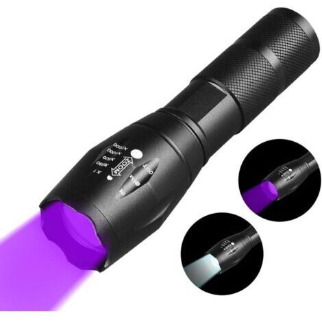 Lampe de poche à lampe UV 365 nm Lampe de poche à lumière noire Lampe UV Scorpion Détection de minéraux de diamant