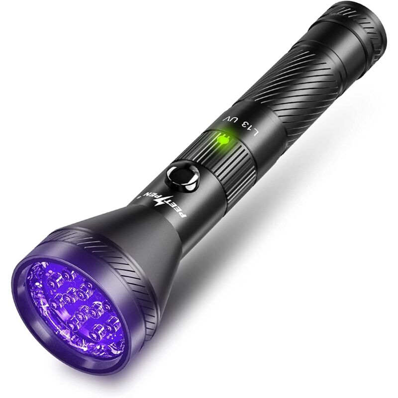 Lampe de poche à LED UV rechargeable, lumière noire à LED UV de 395 nm, détecteur de lampe de poche étanche avec batterie pour animaux de compagnie,